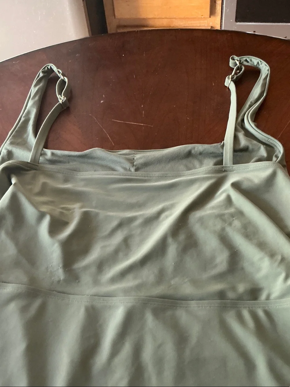 Time and Tru - Olive Green One-Piece Swim with Gold Rings